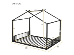 Cama cabine 140x200 cm - estrutura em ferro - Preto