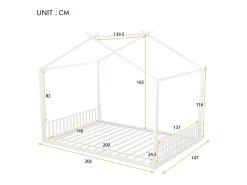 Cama cabine 140x200 cm - estrutura em ferro - Branco