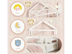 Cama cabine 140x200cm em madeira maciça - com base em ripado - Branca (colchão não incluído)