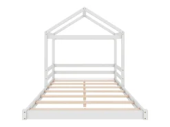 Cama cabine 140x200cm em madeira maciça - com base em ripado - Branca (colchão não incluído)