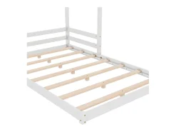 Cama cabine 140x200cm em madeira maciça - com base em ripado - Branca (colchão não incluído)