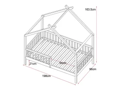 Cama casa 90 x 190 cm com gavetas em pinho e MDF em branco + colchão - KIRALIO