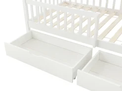 Cama casa 90 x 190 cm com gavetas em pinho e MDF em branco + colchão - KIRALIO