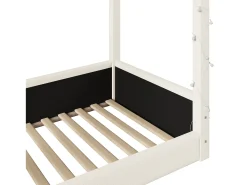 Cama casa 90x200cm - com fita de luz LED - Design de telhado - MDF - Bege (colchão não incluído)