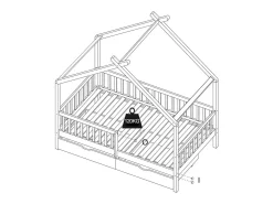 Cama casinha 90 x 190 cm com gavetas em pinho e MDF na cor branca - KIRALIO