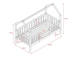 Cama casinha com grade + 2 gavetas madeira branca 90x190cm