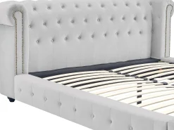 Cama chesterfield 180 x 200 cm veludo cinza-claro + colchão - TONGERLA