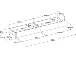 Cama com arrumação 140 x 190 cm com LEDs natural e branco brilhante + Estrado - VELONA