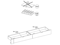 Cama com arrumação 140 x 190 cm com LEDs natural e branco brilhante + Estrado - VELONA
