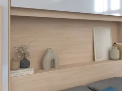 Cama com arrumação 140 x 190 cm com LEDs natural e branco brilhante + Estrado - VELONA