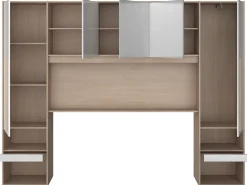 Cama com arrumação 140 x 190 cm com LEDs natural e branco brilhante + Estrado - VELONA