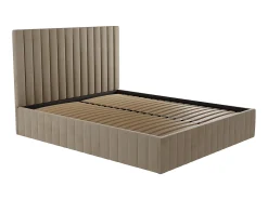 Cama com arrumação 160 x 200 cm cabeceira costuras verticais taupe + colchão LARALI