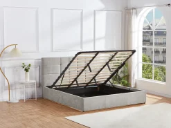 Cama com arrumação 180 x 200 cm em tecido cor cinzenta - ELIAVA