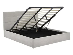 Cama com arrumação 180 x 200 cm em tecido cor cinzenta - ELIAVA