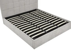 Cama com arrumação 180 x 200 cm em tecido cor cinzenta - ELIAVA