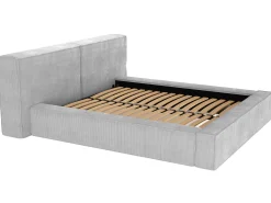Cama com arrumação 160 x 200 cm em veludo canelado cinza-claro + colchão - TIMANO de Pascal Morabito