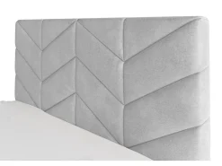 Cama com arrumação 160 x 200 cm em tecido texturizado cinza - JUSTANI