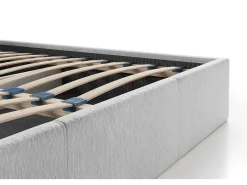 Cama com arrumação 160 x 200 cm em tecido texturizado cinza - JUSTANI