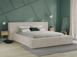 Cama com arrumação 180 x 200 cm em veludo canelado bege + colchão - TIMANO de Pascal Morabito