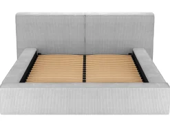 Cama com arrumação 180 x 200 cm em veludo canelado cinza-claro + colchão - TIMANO de Pascal Morabito