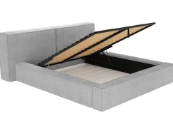 Cama com arrumação 180 x 200 cm em veludo canelado cinza-claro + colchão - TIMANO de Pascal Morabito