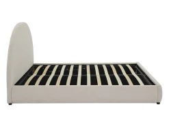 Cama com arrumação 140 x 190 cm tecido bouclé cor creme - LIRIMO