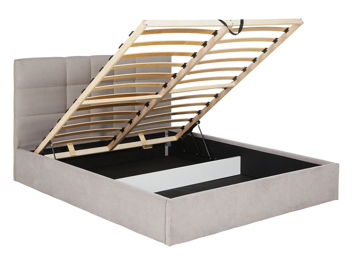Cama com arrumação 180 x 200 cm tecido cor bege - ELIAVA