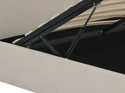 Cama com arrumação 160 x 200 cm tecido bouclé cor creme - LIRIMO