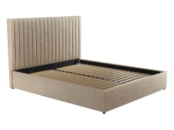 Cama com arrumação cabeceira tecido bege 160 x 200 cm + colchão SARAH