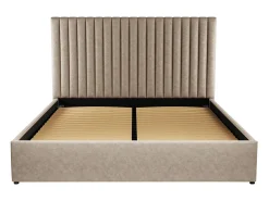 Cama com arrumação cabeceira tecido bege 160 x 200 cm + colchão SARAH