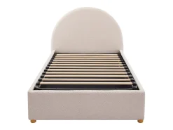 Cama com arrumação de 90 x 190 cm em tecido bouclé cor creme + colchão - LIRIMO