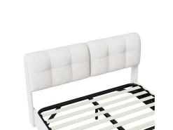 Cama com arrumação de 160*200cm, faixa de iluminação ambiente de 7 cores (tomada europeia) + alavanca pneumática, veludo bege.