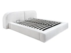 Cama com arrumação LIRABA 160 x 200 cm em veludo cotelê creme + colchão - Maison Céphy