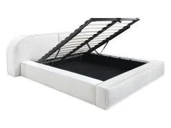 Cama com arrumação LIRABA 160 x 200 cm em veludo cotelê creme + colchão - Maison Céphy