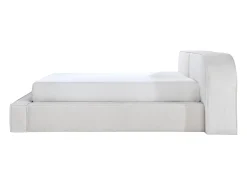 Cama com arrumação LIRABA 160 x 200 cm em veludo cotelê creme + colchão - Maison Céphy