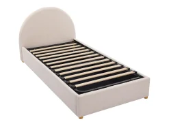 Cama com arrumação LIRIMO 90 x 190 cm em tecido bouclé cor creme