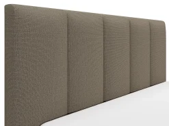 Cama com arrumação 160x200 cm com cabeceira com costuras verticais tecido taupe - KILACLO