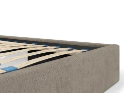Cama com arrumação 160x200 cm com cabeceira com costuras verticais tecido taupe - KILACLO