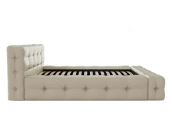 Cama com arrumação 140x190 cm tecido matizado bege - LERUCO de Pascal Morabito