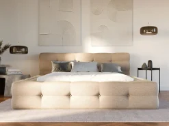Cama com arrumação 140x190 cm tecido matizado bege - LERUCO de Pascal Morabito
