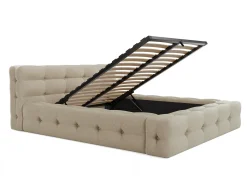 Cama com arrumação 140x190 cm tecido matizado bege - LERUCO de Pascal Morabito