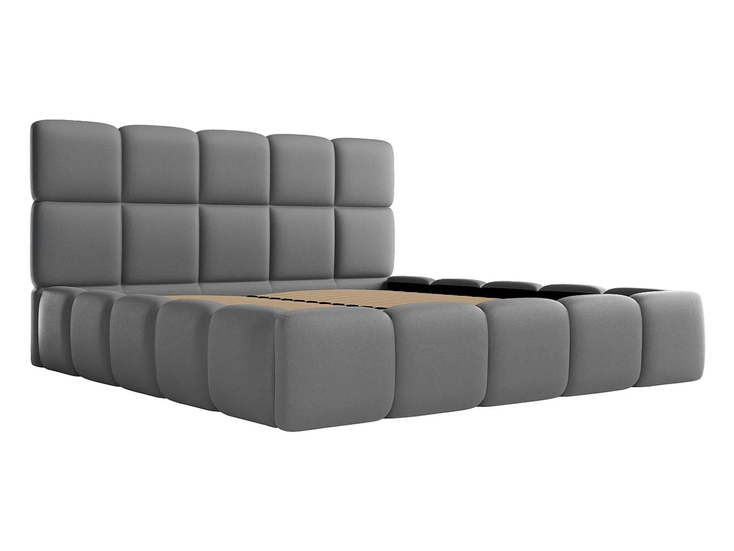 Cama com arrumação 160x200 cm tecido efeito pele cinza + colchão DAMADO de Pascal Morabito