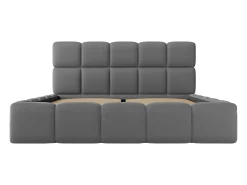 Cama com arrumação 160x200 cm tecido efeito pele cinza + colchão DAMADO de Pascal Morabito