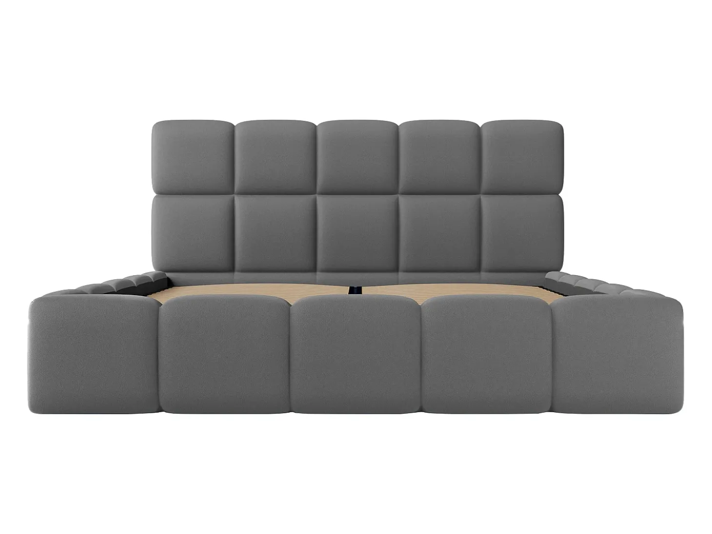 Cama com arrumação 160x200 cm tecido efeito pele cinza + colchão DAMADO de Pascal Morabito