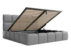 Cama com arrumação 160x200 cm tecido efeito pele cinza + colchão DAMADO de Pascal Morabito