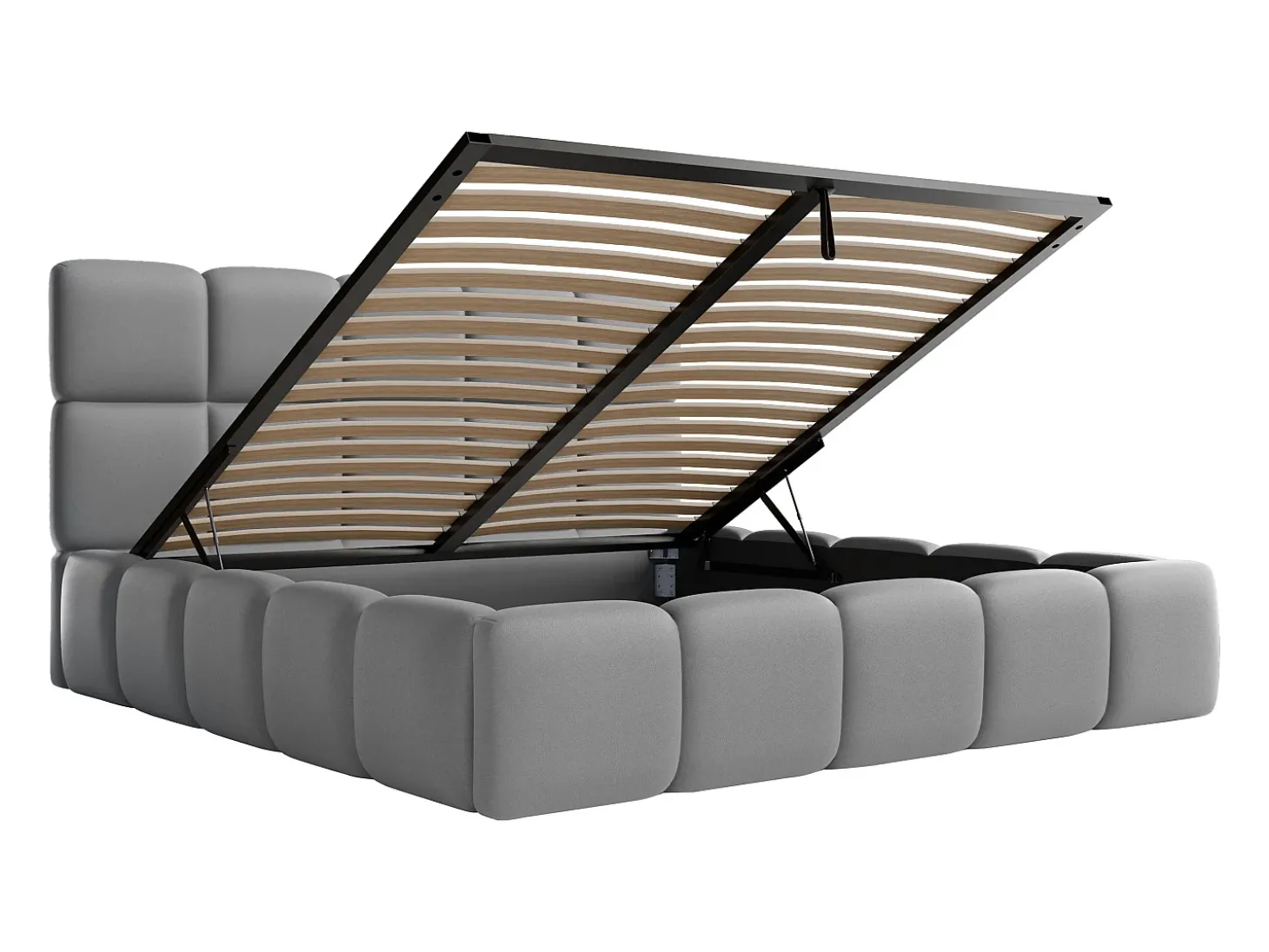 Cama com arrumação 160x200 cm tecido efeito pele cinza + colchão DAMADO de Pascal Morabito