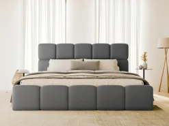 Cama com arrumação 160x200 cm tecido efeito pele cinza + colchão DAMADO de Pascal Morabito