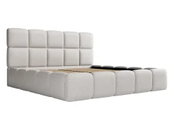 Cama com arrumação 160x200 cm tecido matizado cinza-claro DAMADO Pascal Morabito + colchão