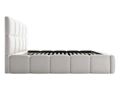 Cama com arrumação 160x200 cm tecido matizado cinza-claro DAMADO Pascal Morabito + colchão