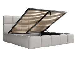 Cama com arrumação 160x200 cm tecido matizado cinza-claro DAMADO Pascal Morabito + colchão